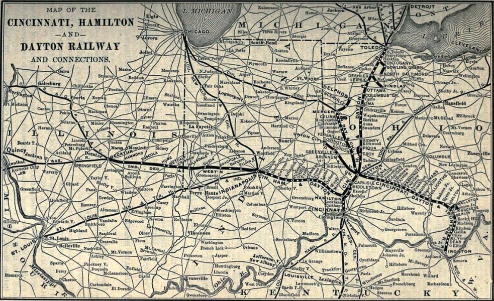 Cincinnati, Hamilton & Dayton Railroad Map