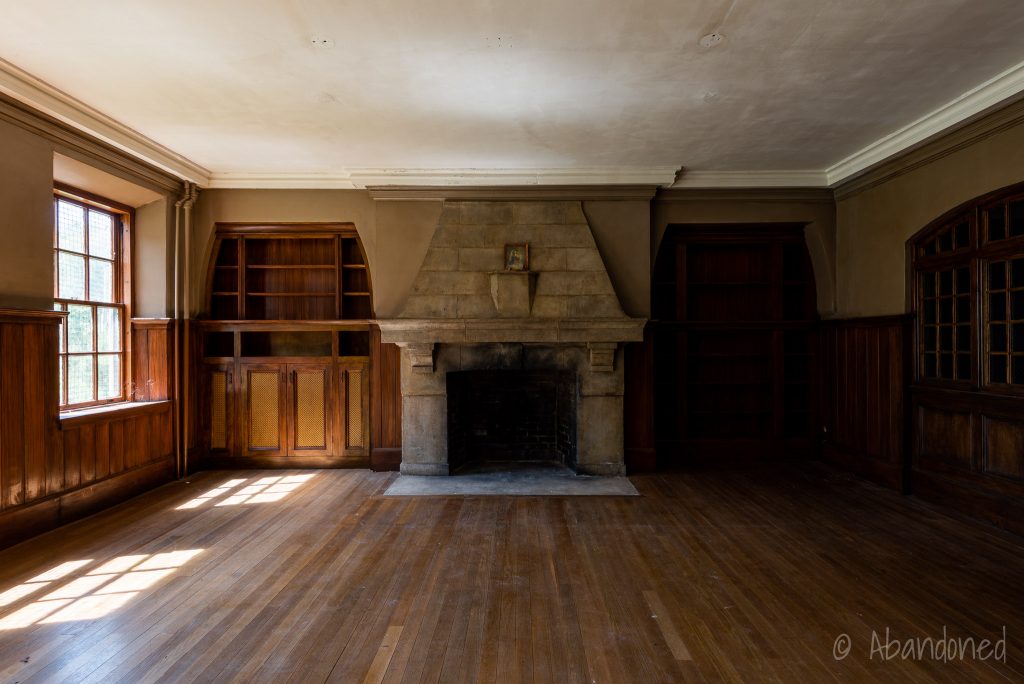 Medfield State Hospital Male Employees' Home Library with Fireplace