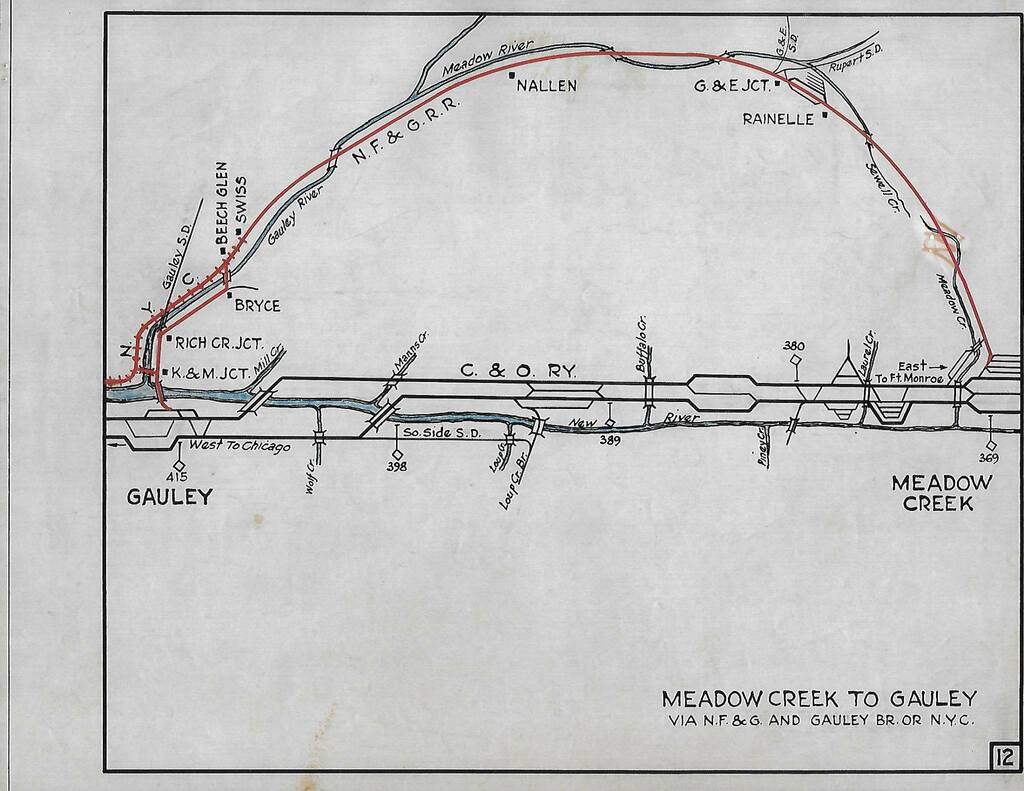 Meadow Creek to Gauley map